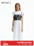 MO&Co.2024春新品蕾丝胸衣拼接收腰A字短袖T恤裙连衣裙MBD1DRST23 本白色 L/170