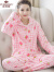 俞兆林（YUZHAOLIN）莫代尔纯棉冬季款牛奶绒睡衣女式珊瑚绒卡通家居服套装可外穿亲肤 格子草莓 XXL码(128-150斤可穿)