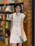 FSHEPOLO领学院风短袖连衣裙女2024年夏季法式设计小众工装短裙 图片色 2XL 建议120-130斤