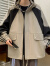 晨双（CHENSHAUNG）300斤外套男特大码胖子春季新款插色连帽夹克男加肥加大工装上衣 咖啡棕 3XL建议165-180斤