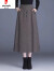 皮尔卡丹毛线裙女冬季色加厚中长款半身裙高腰显瘦时尚针织半身长裙 灰色 大码 140160斤