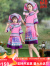 新款壮族服装女广西少数民族三月三舞蹈演出服女儿童成人亲子服装 粉色(扇形帽款式) L