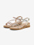 百思图（BASTO）24夏季商场新款时尚休闲罗马凉鞋坡跟女绑带凉鞋TW705BL4 白/米 39