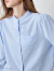 初语立领七分袖衬衫女2024年夏季新款法式灯笼袖上衣 浅蓝色 S
