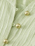 尚都比拉春季时尚优雅木耳边金属纽扣小众设计褶皱肌理衬衫 淡绿色 XL 