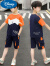 迪士尼（Disney）男童夏装套装2024新款帅气短袖男孩夏季儿童运动夏天中大童洋气潮 撞色蓝色+橙色 110