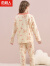 南极人儿童睡衣女童春秋季V领纯棉睡衣女孩儿童家居服套装 粉色小熊120