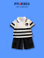 FNJ KIDS童装男童套装2024夏装儿童条纹翻领短袖短裤夏季宝宝两件套 黑色 110cm（建议身高100-110cm）
