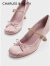 CHARLES&KEITH蝴蝶结芭蕾舞鞋玛丽珍鞋高跟鞋单鞋女CK1-60920350 粉红色Pink 37