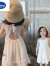 迪士尼（Disney）儿童沙滩裙女童装夏季海边度假风连衣裙宝宝洋气蕾丝露背吊带裙子 白色 90cm