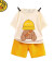 G.DUCKKIDS新款童装夏季儿童休闲套装宽松衣服男童短袖套装华夫格宝宝夏装 PM01-黄色帽子 80cm