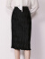 朗姿法式复古气质黑色显瘦人鱼半身裙24年春季新款一步包臀裙女 黑色 S