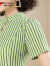 帝弗·润驰2024新款复古改良旗袍收腰新中式连衣裙长款条纹印花长裙 柠檬绿色 S
