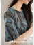 对白水墨晕染印花网纱短袖T恤女2024夏季新款小众丁达尔穿搭上衣 蓝咖色（预售5月10日） L