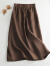 皮尔卡丹棉麻半身裙子女士2024新款夏季小个子高腰显瘦百褶遮胯a字中长裙 咖啡色 M 90105斤