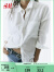 H&M女装衬衫2024夏季新款女士上衣简约时尚亚麻混纺衬衫1027844 白色 160/88