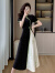 欧迪惠（Oudihui）2024年国风新中式气质旗袍连衣裙女夏季新款收腰显瘦小个子长裙子 黑色 M