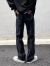 POUM牛仔裤男士春秋夏季新款欧美高街复古拼接拉链设计感直筒宽松裤子 SXNZ-7013黑色 S