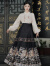 墨媛（MOYUAN）2024年春秋季新款女士汉元素国风绣花长袖马面裙全套装连衣裙子 黑色两件套 XS(建议：80-90斤)
