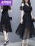 ZENGZHI NIUZAI修身夏季气质时尚新款中长款显瘦2024裙子露肩雪纺女装连衣裙韩版 黑色 M