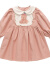 迪士尼2024春夏新款韩版女童连衣裙卡通娃娃领长袖儿童水洗棉布裙公主裙 粉色 90cm