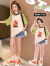 迪士尼（Disney）童装女童夏季拼色短袖T恤亲肤透气卡通小熊印花上衣中大童衣服装 绿色 120cm