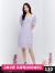 太平鸟夏季新款法式短款连衣裙方领优雅气质显瘦中长裙 紫色 L