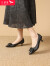 红蜻蜓女鞋夏季新款气质时尚高跟鞋尖头浅口细跟单鞋女 黑色 35