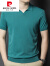 皮尔卡丹（pierre cardin）时尚设计感薄款短袖t恤男2024年夏季新款V翻领潮流针织polo.衫显 绿色 M