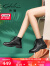 沙驰（SATCHI）裸靴女2023年冬季新款系带潮酷英伦马丁靴低跟骑士靴短靴 黑色皮里（12D35001P010） 37