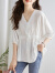 AEMAPE高端衬衫女2024夏季新款设计感小众法式上衣宽松遮肚子纯棉白衬衣 白色 2XL 130-145斤