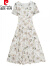 皮尔卡丹夏季雪纺碎花连衣裙2024新款女显瘦气质洋气妈妈高端品牌长款裙子 蓝灰花 XL 建议115-124斤