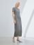 朗姿气质显高修身中长款裙子2024年夏季新款设计感开衩显瘦连衣裙 中灰色 M