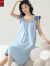韵·思筠（YunSiJun）吊带睡裙女款夏季薄纯棉睡衣小性感蓝色连衣裙公主风家居服 CD6043 M适合体重80-98斤