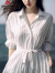 皮尔卡丹（pierre cardin）大尺码女装2024新款春款白色衬衫连衣裙小个子法式气质收腰显瘦长 白色连衣裙 S85-95斤
