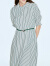 恩裳COVER2024夏季新款女装时尚条纹立裁抽褶袖设计棉质衬衫连衣裙 绿色 42