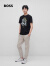 BOSS 男士系列主题艺术图案棉质平纹针织布T恤 001-黑色 EU:XXL