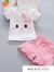 迪士尼（Disney）女童夏装套装新款女宝宝儿童衣服洋气1-4岁小女孩连衣裙两件套 粉红色 可可兔粉 73码5-10个月(14-17斤)