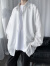 牧唯黑色24春秋夏季垂感衬衫男长袖衬衣外套美式潮流宽松大码青年衣服 7636白色 XL