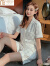 莫代尔品牌睡衣女冰丝春秋季新款长袖薄款女士夏天可外穿家居服套装 双短 格子白色 XL(适合体重115-130)