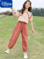 迪士尼（Disney）童装套装夏装2024新款中大童娃娃领波点短袖衬衫束脚裤运动两件套 红色 套装 160码(参考年龄12-14岁)(参考年
