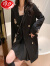 浪莎（LangSha）黑色西装外套女2024春新款韩版设计感英伦风修身显瘦小西服上衣 金色徽章优质面料 S8090斤
