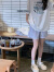 LANWEIFEILEIins小众新款短袖女学生韩版宽松古着bf港风百搭上衣T恤潮 82滑板-白色（质量） M