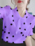 Lauaird 短袖雪纺衬衫女夏季2023年新款蝴蝶结气质职业OL衬衣时尚洋气上 紫色【单件装】 L码 建议80-105斤