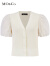 MO&Co.桑蚕丝泡泡袖短袖法式轻潮薄款显瘦针织开衫上衣女 米白色 S/160