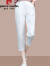 皮尔卡丹纯棉七分裤女夏季薄款2024年新款时尚女装宽松减龄绿色哈伦休闲裤 1737#白色 L (建议100斤-115斤)