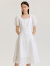 纳薇（naivee）23秋新款时髦气质法式复古设计感方领泡泡袖A字连衣裙 白色 165/88A