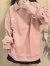VZVG粉色polo领卫衣女秋冬设计感小众2023新款oversize长袖薄款上衣潮 粉色(加绒款) M