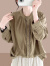 OEMG立领纯棉长袖女士衬衫2024春秋新款女装洋气减龄上衣复古打底衬衣 紫粉色 M (建议100斤以内)