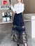 皮尔卡丹（pierre cardin）新中式汉服马面裙搭配上衣套装女2024春季款小个子日常通勤两件装 蓝色 S 75-90斤